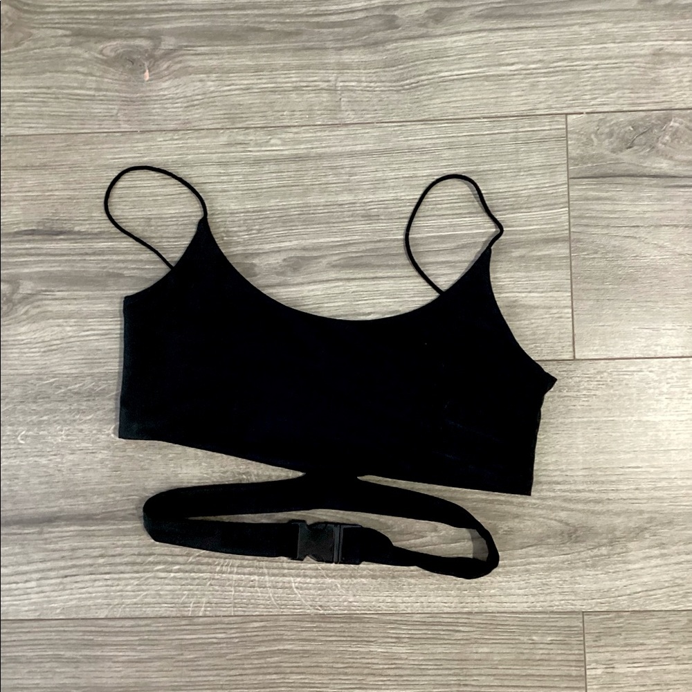 Black buckle strap crop top - Picture 3 of 3
